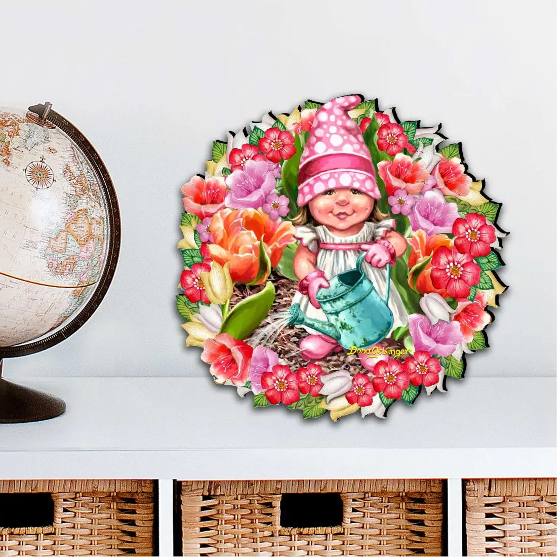 Designocracy 8461055M-DG 12 x 9 in. Spring Wreath Blossom Dwarf Easter Outdoor Decor Large Ornaments