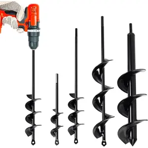 Auger Drill Bit for Planting 4 Pack, Garden Ground Earth Spiral 3/8" Hex Drive Drill, Easy Bulb  Hole Digger , Metal Bedding Digging  Rapid Planter Tool