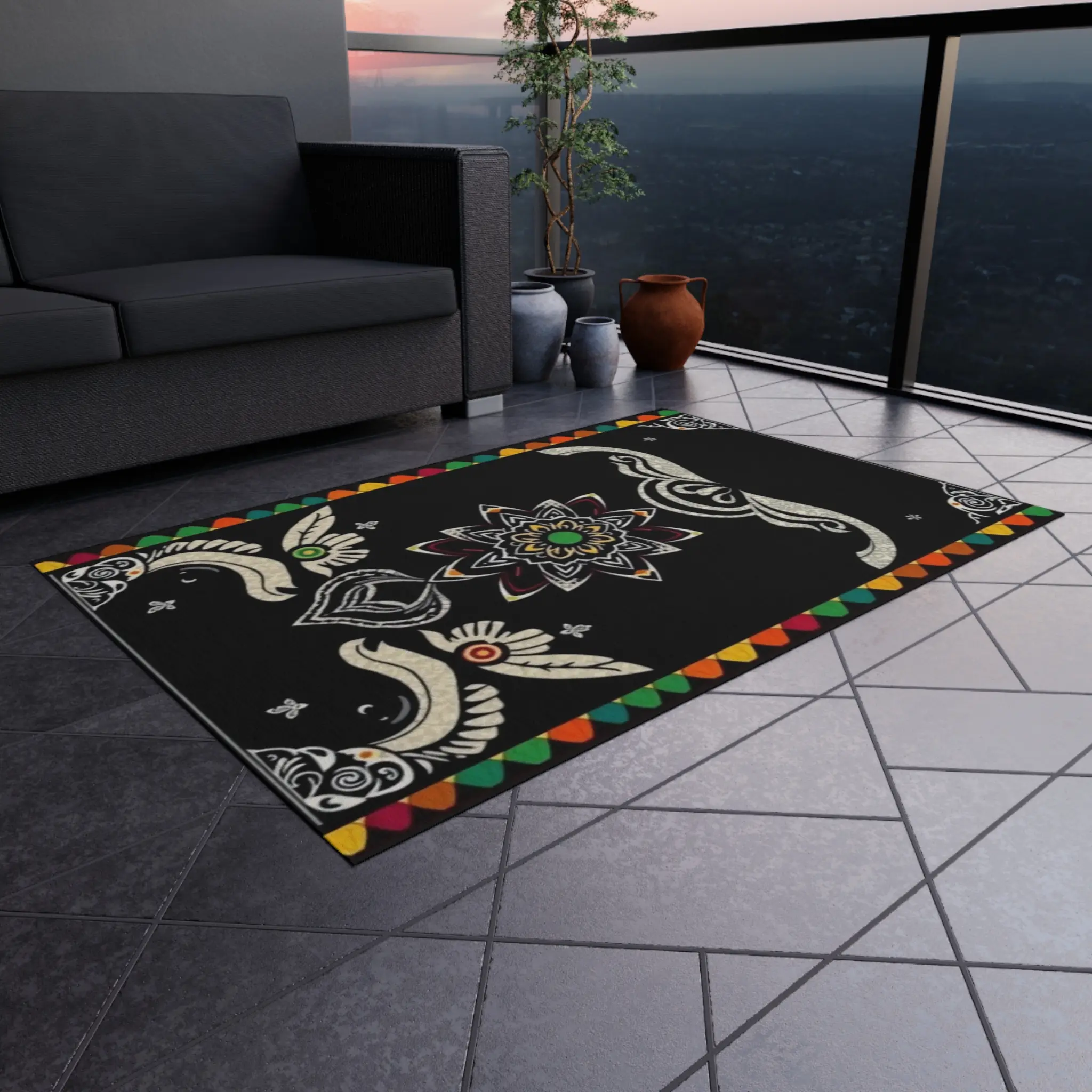 L.s.D Live Source Divine® Chakra & Celestial Meditation Outdoor Rug | Non-Skid