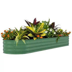 Garvee Elevated Galvanized Garden Bed 8 x 2 x 1 Feet, 18-Inch High Metal Box for Flowers, Vegetables, Herbs, Rust-Resistant Garden Box, Easy-to-Assemble Raised Beds, Green