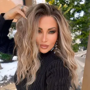 Mila Brown Sugar Water Wave 13x4 Free Part Lace Front Wig with Scandinavian Hairline Heat Friendly Synthetic Lace Wig 16 Inches Low Density Daily Use