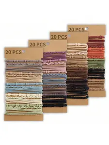 Boho 20pcs Women Bohemian Style Elastic Hair Ties & Bracelets, Multifunctional Soft Hair Ties, Various Styles Ponytail Holder,Dopamine Ponytail Holders Hair Elastics Hair Rubber Bands Scrunchies Hair Rope, Hair Bobbles, Fashionable Hair Accessories