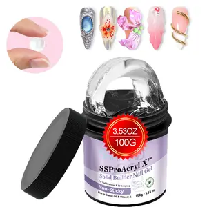 SAVILAND Solid Builder Nail Gel 100g Gel Nails Non Sticky Sculpting Gel 3D Nail Gel with Vitamin E Castor Oil Hard Gel for Nail Extension DIY Carving Nail Art Decoration Home Manicure Supplies