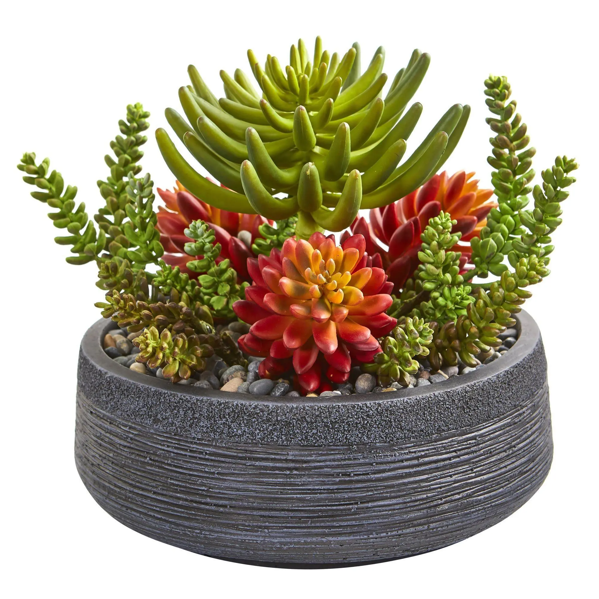 12in Artificial Succulent Garden in Bowl - Decorative Fake Greenery, Indoor Plants, Table Decor Ornaments, Artificial Fake Plants for Home & Garden Use, Centerpiece