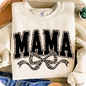 Mama Leopard Coquette Bow Sweatshirt, Leopard Mama, Varsity Mama, Mama Shirt, Retro Mama Shirt, Mama, Mothers Day