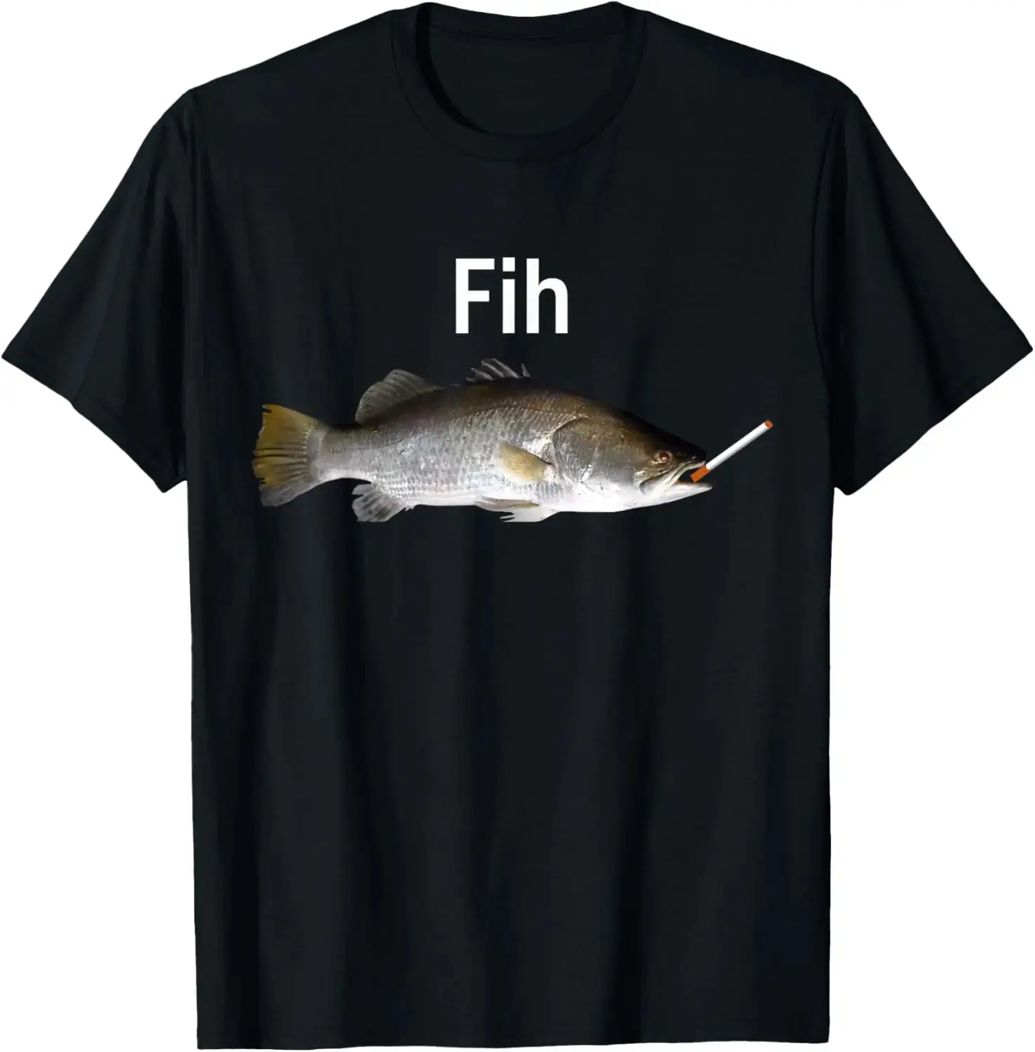 Menswear 100% Cotton Round Neck Short-Sleeve Funny Fish Meme Print T-Shirt, Casual Top for Fishing Lover Angler, Ideal Birthday-Holiday Gift, Shortsleeve, Tops, Fish Slogan