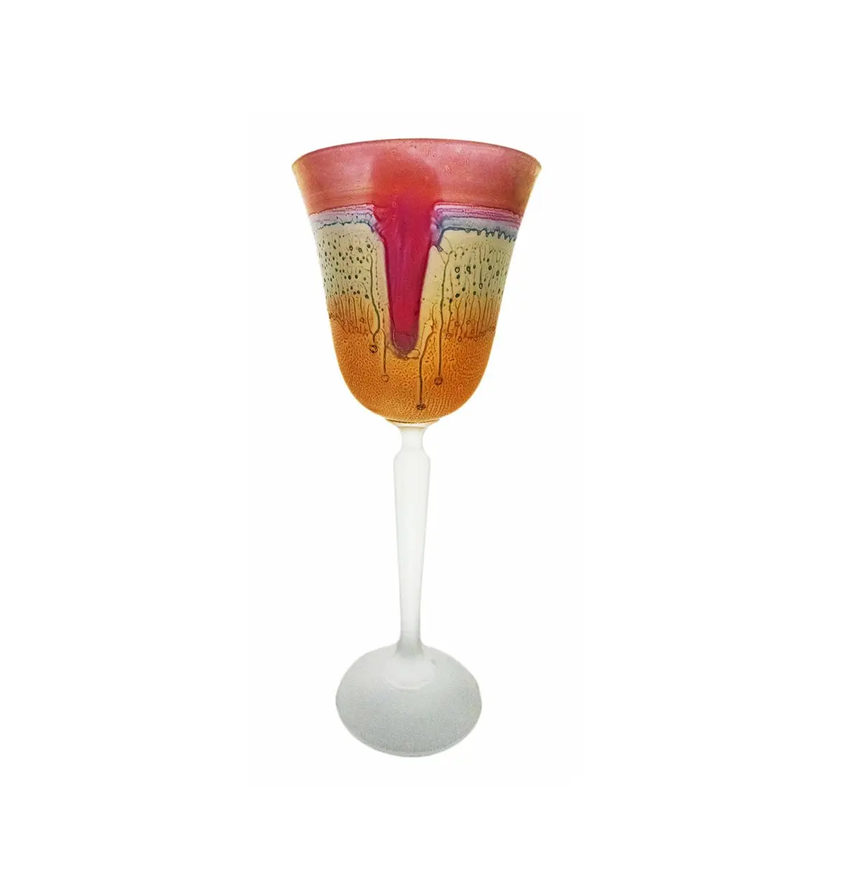 The Heart ~ 6 Red Coupe Crystal Cocktail Glasses