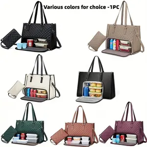 Non-Food Contact 2-in-1 Lunch Travel Tote Set - Leakproof Insulated Cooler Bag & Storage Bag, Multi-Functional Back-to-School Lunch Bag, Black Friday Deal: Durable Lunch Bags for Travel, Christmas Gift for Students