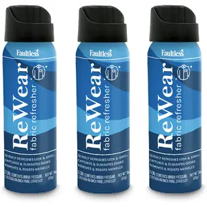 Faultless ReWear Dry Wash Spray for Clothing – Wrinkle Remover, Fabric Refresher Spray, Captures Odors – Like Dry Shampoo for Clothes: Fresh Look W/Out Laundry, 3oz (Mini 3 Pack)