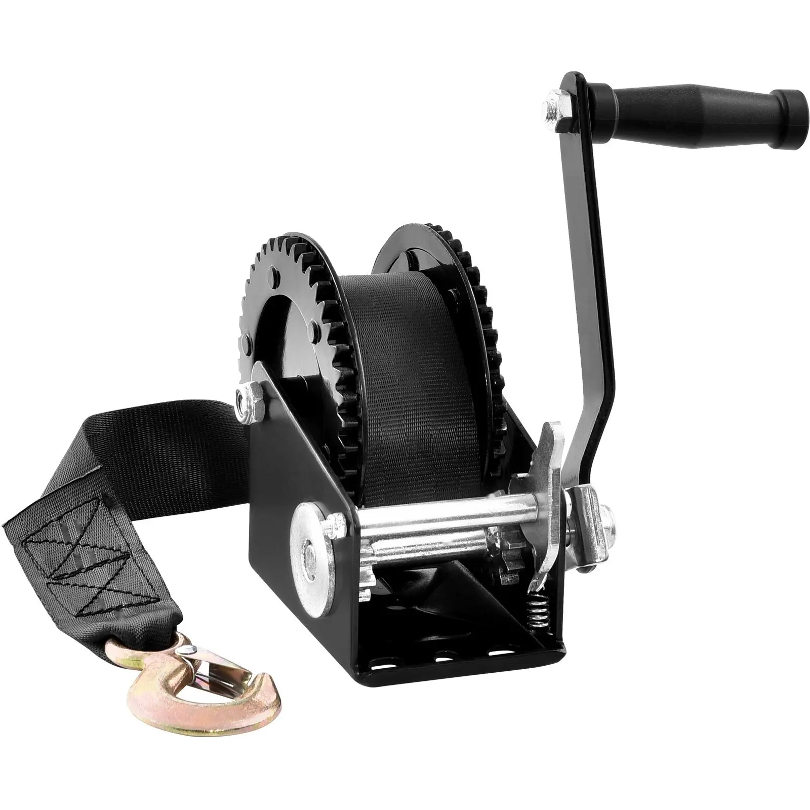 Hand Winch With 2000 Lbs Pulling Capacity, Boat And Trailer Winch, Heavy Duty Rope Crank, 23 Ft Polyester Strap, Two-Way Ratchet, Manual Operated Hand Crank Winch For Trailer, Boat Or ATV Towing, Portable Marine Tow Winch