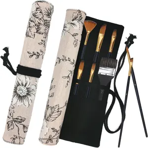 Paint Brush Holder Art Supplies, Artist Brush Holder & Art Supply Storage Organizer Roll-Up Case Bag, Protect Acrylic Oil Watercolor Paintbrushes (Peony-20 Slot Pockets)