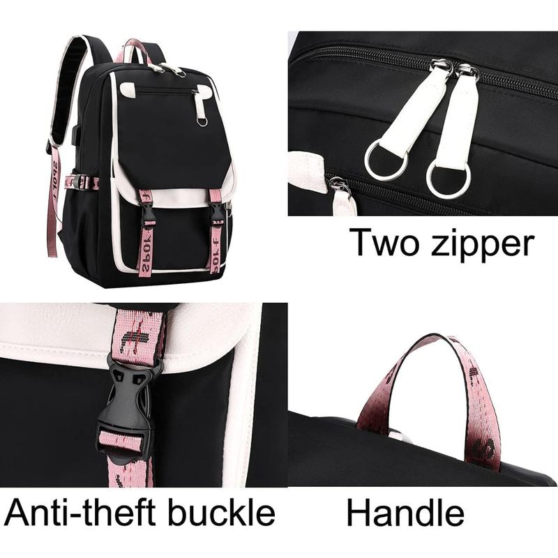 kpop demon hunters backpack Saja Boys Backpack Teenagers Backpacks Hip Hop Gothic Schoolbag (15.6inch,Pink2)