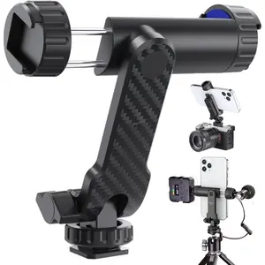 Cell Phone Tripod Mount, Universal Tripod Phone Mount with 2 Cold Shoes, 360? Rotates 180? Tilts Camera Hot Shoe Phone Mount Smartphone Tripod Holder Adapter for   All Phone