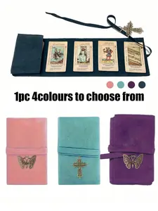 Tarot Card Storage Bag with Vintage DIY Pendant, Includes Cross and Butterfly Accessories, Perfect Gift for Family and Friends