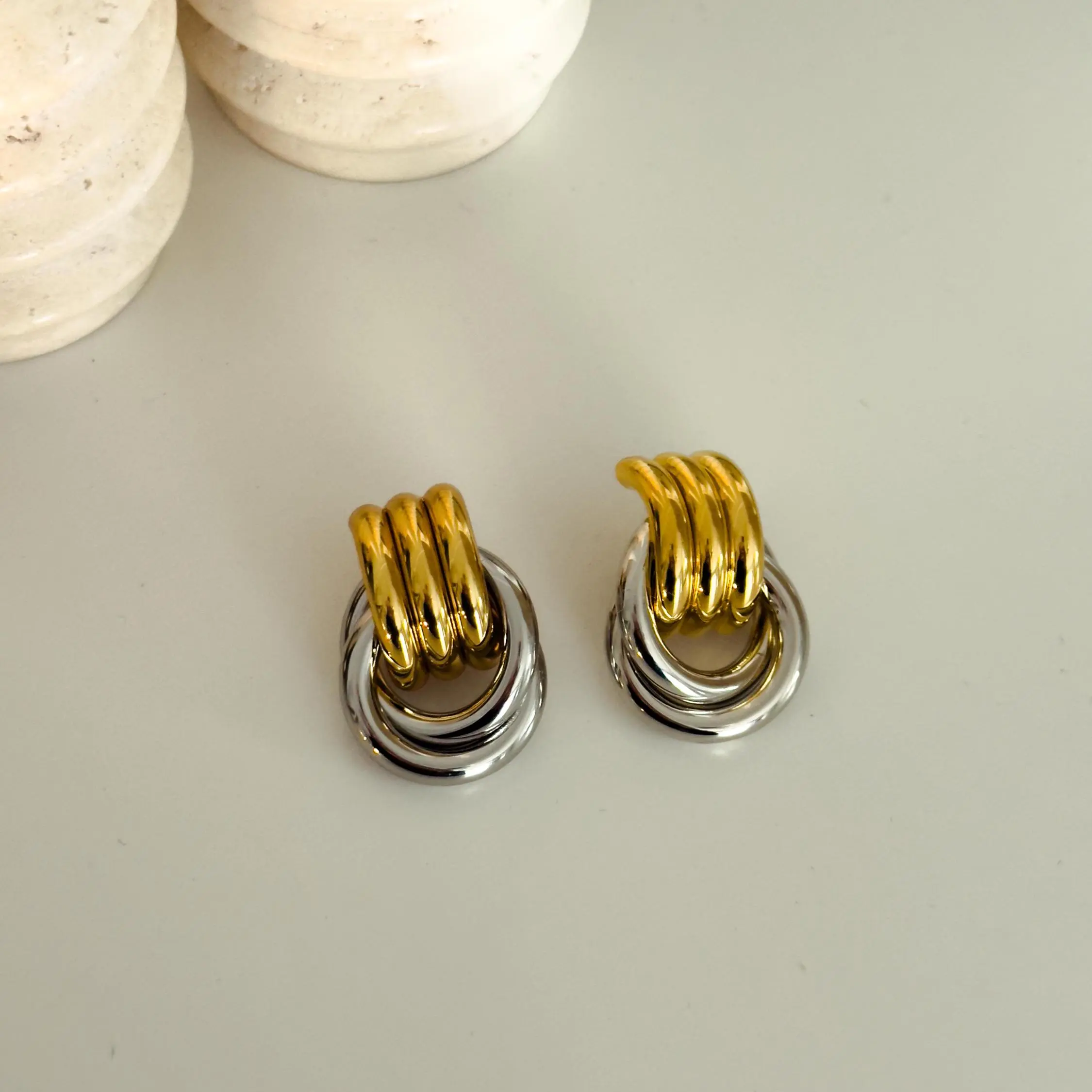 modmints 31mm Mini Knot Stud Earrings Jewelry for Women - Minimalist, Non-Tarnish, Ethically Sourced Stainless Steel, Hypoallergenic Everyday Wear Earrings, Earring For Women