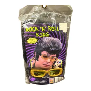 Rock N Roll King Men's Wig with Glasses Retro 50s Costume Accessory