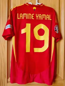 #19 Yamal Euro 2024 Spain Home Short Sleeve Jersey Player Fans Version Quick-Dryingand Breathable Football Jersey