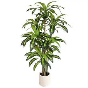 Amada 5ft Real-Touch Dracaena Silk Plant — Lush Evergreen Faux Yucca Palm, Perfect for Home, Office & Indoor/Outdoor Decor