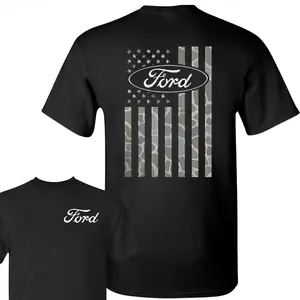 Cotton - Ford Camo Flag Graphic Tee, Vintage Patriotic USA Camouflage Shirt, Classic Truck Streetwear for Auto Enthusiasts, Unisex American Car Culture T-ShirtOversizedTee UnisexTshirt