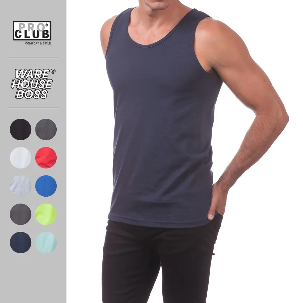PROCLUB Men's Comfort Tank Top PRO CLUB Lightweight Tank Tops Casual Gym Athletic Muscle T Shirts Plain Sleeveless Shirt Basic Tee Hip Hop Harem