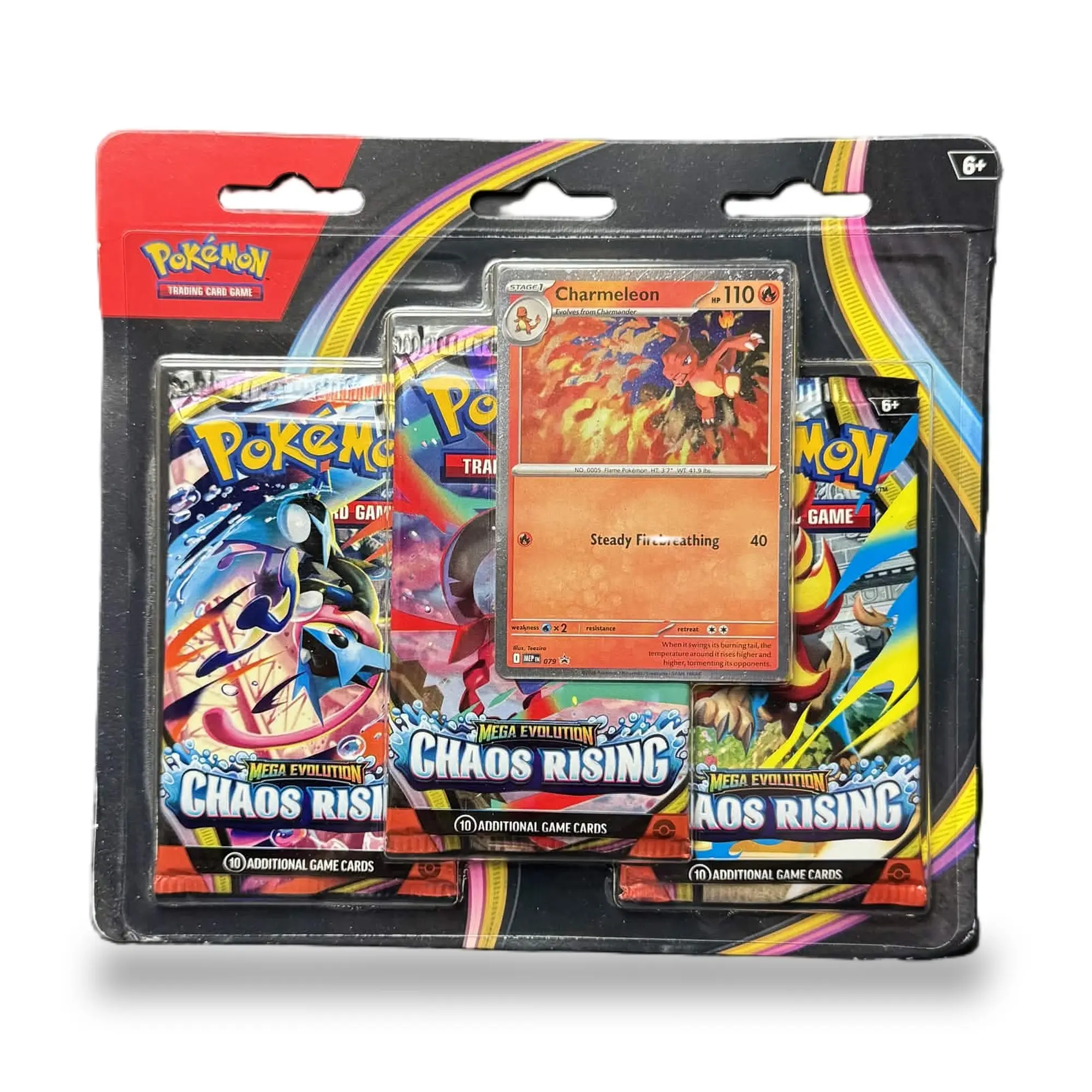 Pokémon TCG: Mega Evolution—Chaos Rising 3-Pack Blister (Charmeleon Promo)