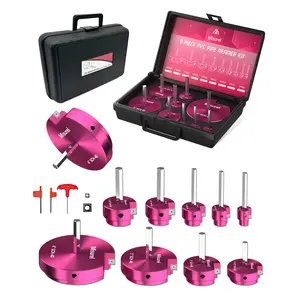 Reamer 9-piece set Fasteners & Hooks pvc pipe reamer cutter PVC Pipe Fitting Reamer Kit Reamer Tool Set Hardware Construction Gear Cutting Torque Wrench Pipe Threading Kit Mechanic Tool Set