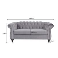 Grey Fabric 2 Seater Tufted Sofa