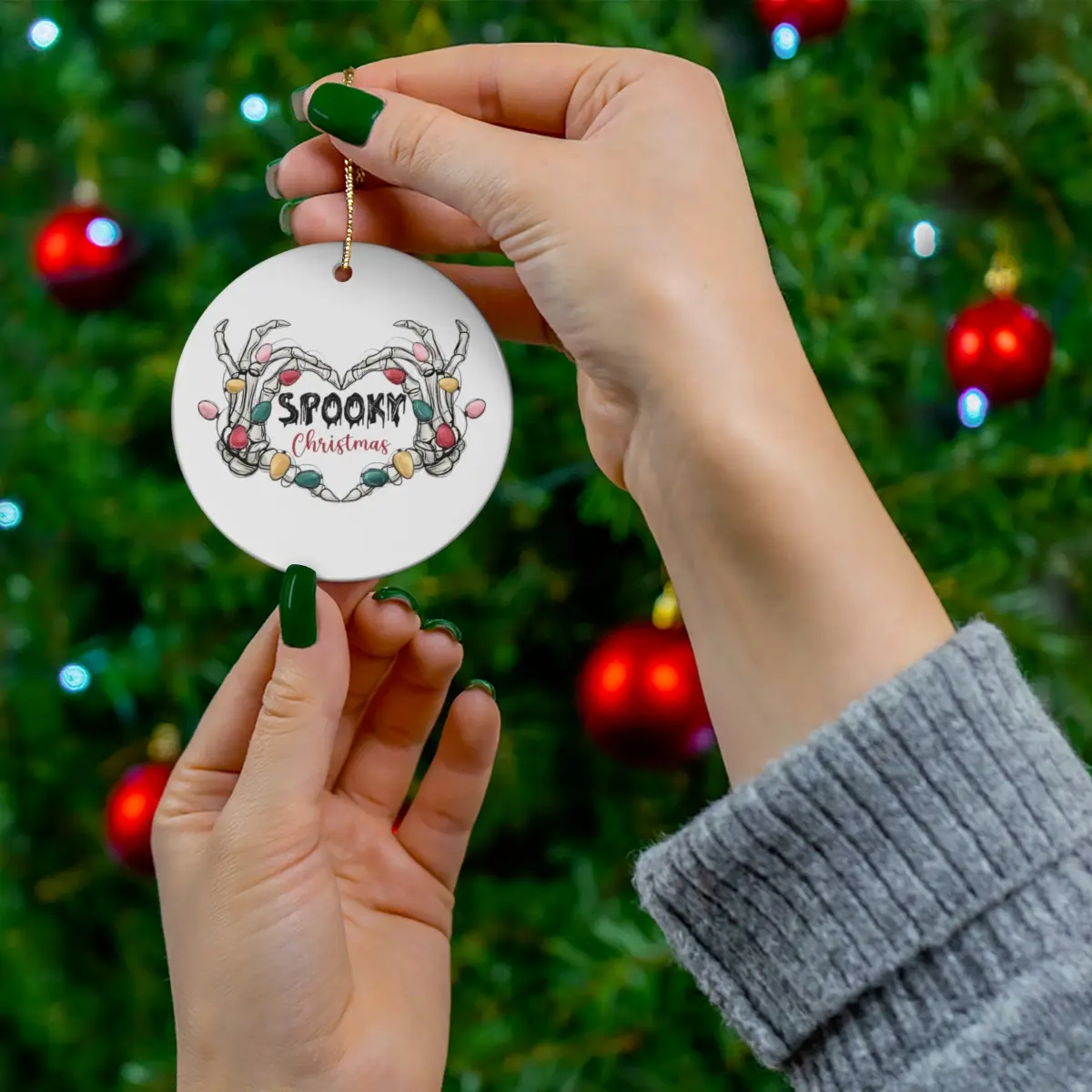 Spooky Christmas Ceramic Ornament