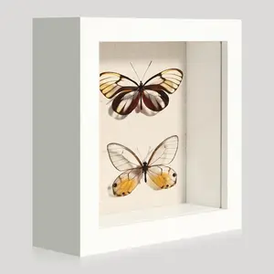 5x5 Small Shadow Box Picture Frame Display Case with Soft Linen , White Wooden Memory Shadow Box Frame with Tempered Glass Cover for Wall or Tabletop Display