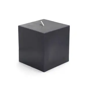 CPZ-135-12 Black Square Pillar Candles - 3" L x 3" W x 6" H, 12pcs Case Bulk, 100% Handpoured, Unscented for Home Supplies, Decoration, Room Decor