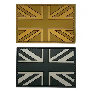UK British Flag Tactical Patch [2PC Bundle - 3D-PVC Rubber -“Hook” Fastener-PF1-2]
