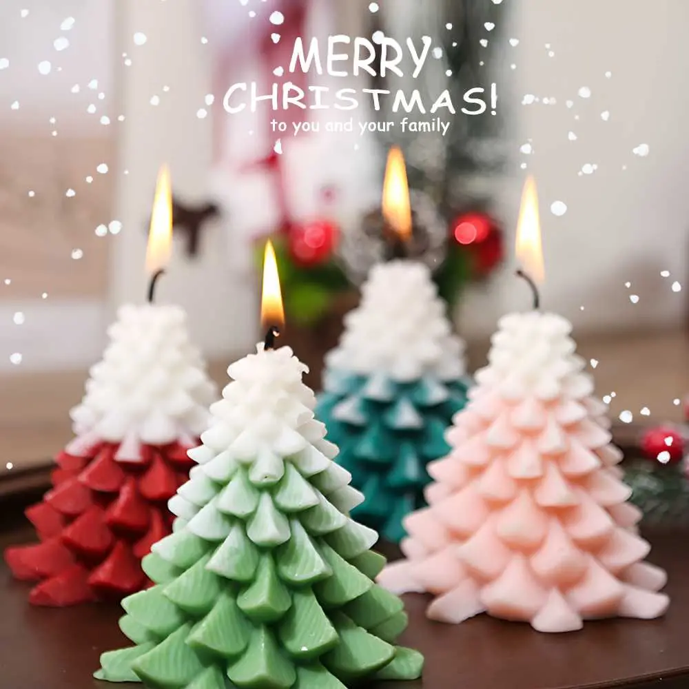 Christmas Tree Scented Candle, Christmas Tree Shaped Candles, Festive Ornaments, Holiday Decor Candles for Kitchen, Living Room, Bedroom, Bathroom