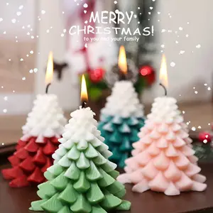 Christmas Tree Scented Candle, Christmas Tree Shaped Candles, Festive Ornaments, Holiday Decor Candles for Kitchen, Living Room, Bedroom, Bathroom