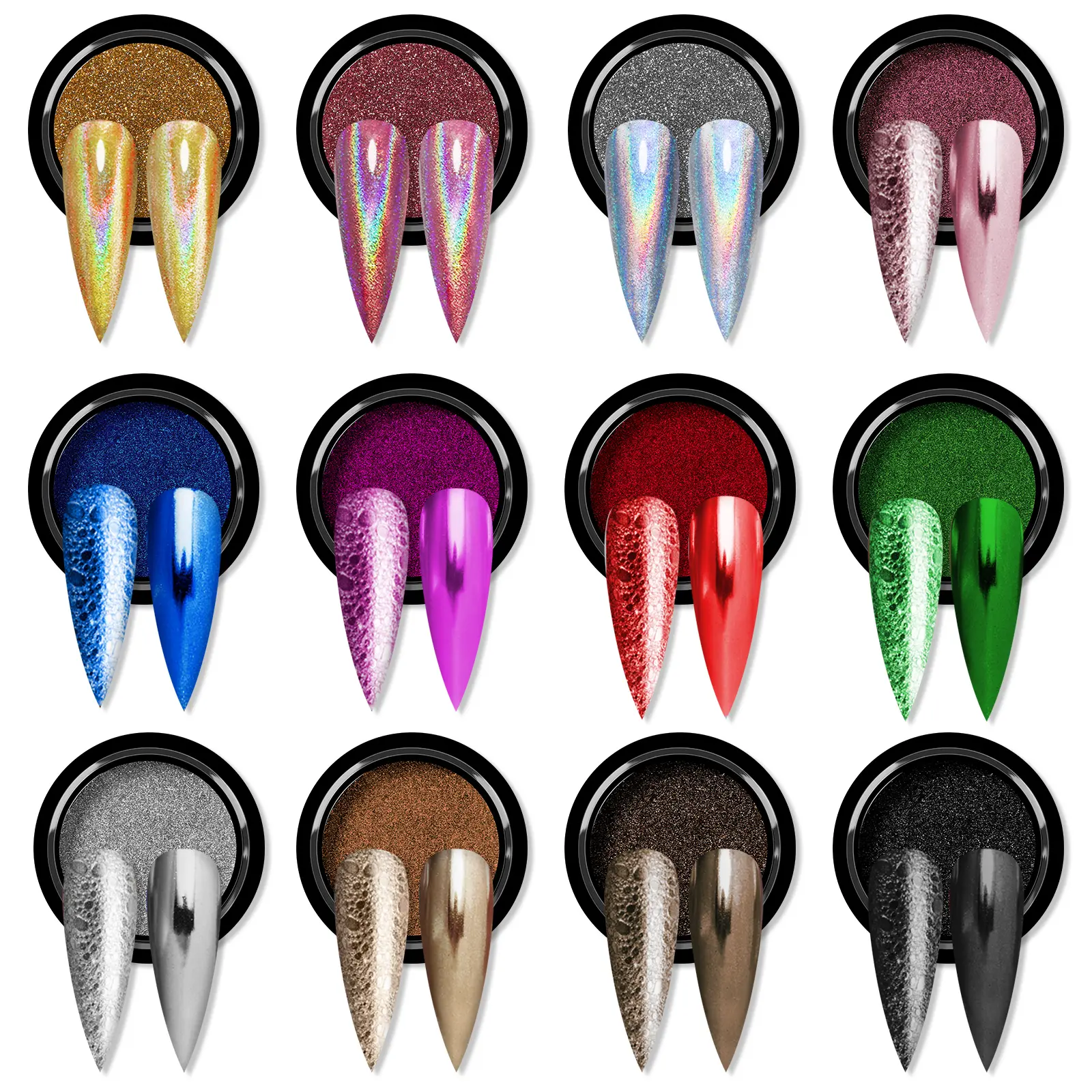 12 Colors Mirror Chrome Powder Set