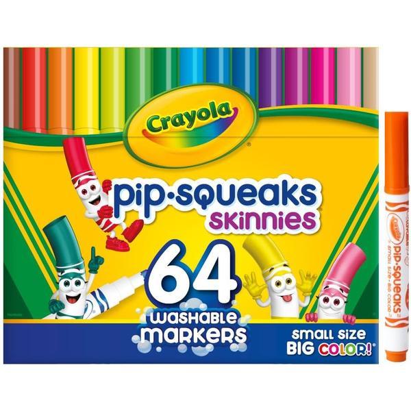Crayola Pip-Squeaks Skinnies Washable Markers (64ct) – Mini Coloring Markers for Kids Craft Supplies, Ages 3+