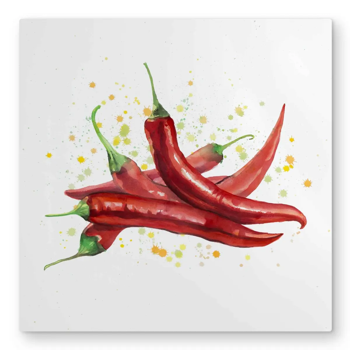 Begin Home Decor C1MP3232Q2HPFQ 32 x 32 in. Red Hot Peppers - Illustrative Still Life Metal Print Wall Art