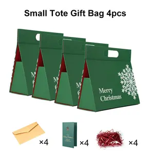 Christmas Gift Bags, Holiday Bags, Tote Gift Bags, Portable、Foldable and Reusable, For Presents, Birthday Box, Gift Packging, Party, Family or Business——Free Scarf