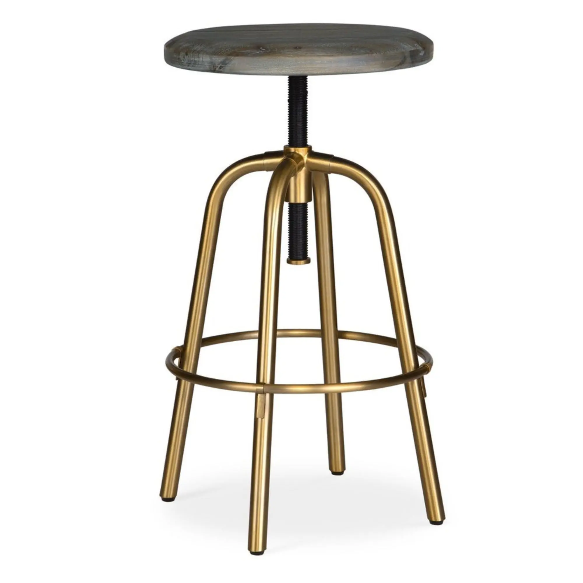 Uttermost Revolve Modern Brown & Gold Counter Stool, Stainless Steel