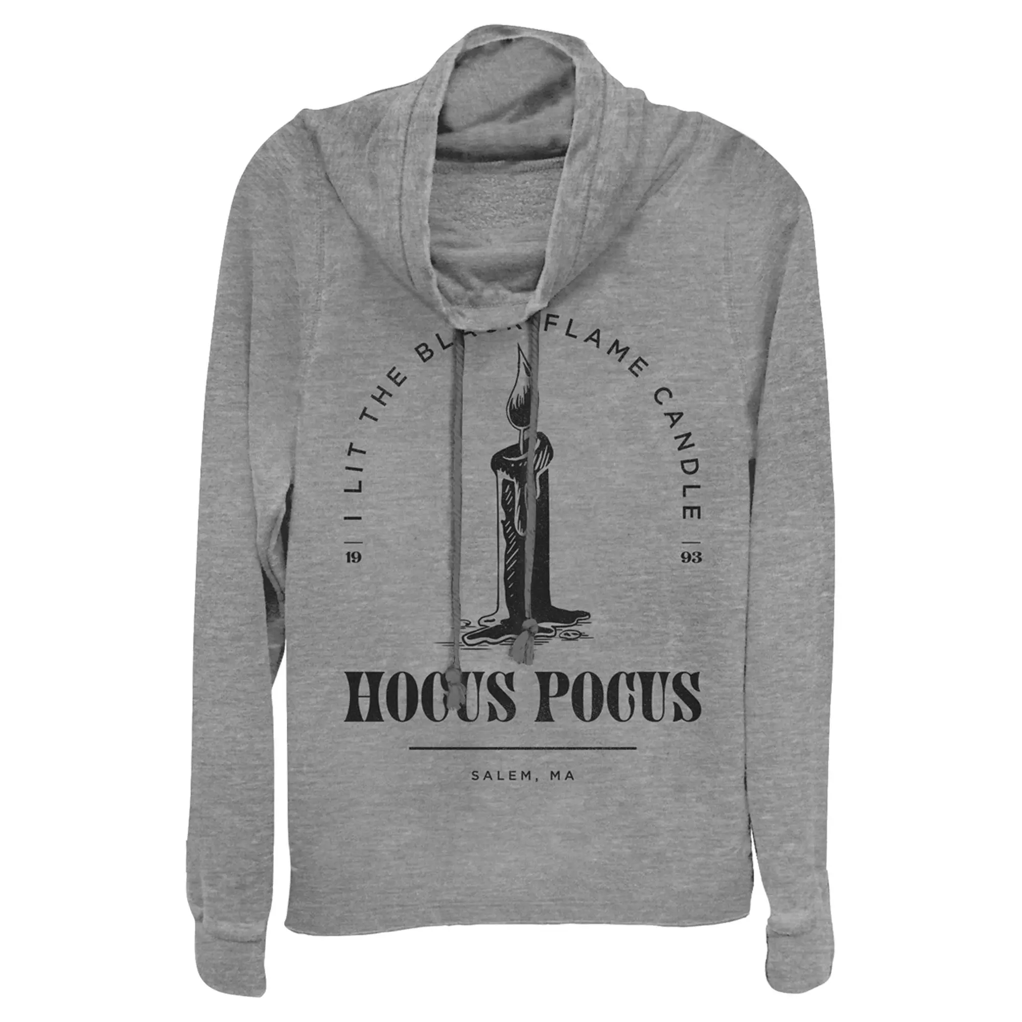 Juniors Womens Hocus Pocus I Lit Black Flame Candle Cowl Neck Sweatshirt