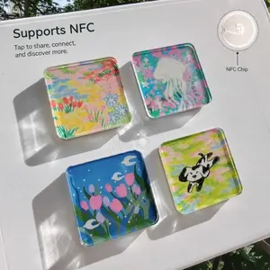 5pcs DIY Acrylic NFC Magnet Stickers Kit - Self-Adhesive Backing, No Tools Needed, 5mm Thick, Cute Cartoon Designs for Refrigerator, Whiteboard, Home Supplies Room Decor Craft Making