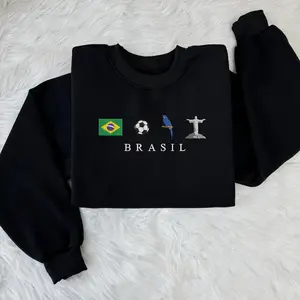 Brazil Embroidered Sweatshirt Hoodie, Brazil Soccer Fan Gift