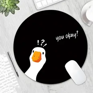 Funny Confused Duck Meme Round Gaming Mouse Pad, Decorative and Protective Desktop Mat, Desktop Accessory, Small Washable for Laptop and Desktop, Non-Slip Rubber Base Mousepad with Stitched Edge Gift for Kids