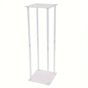 New Radiant Crystal Clear Acrylic Flower Stand - Romantic Wedding Backdrop Vase Holder - Durable Column Design Floor Decor for Parties Creates an Alluring & Versatile Atmosphere Organiser Racks