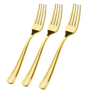 Gold Plastic Forks 7.4inch Disposable Cutlery for Parties Weddings and Catering Events Perfect for Elegant Dining