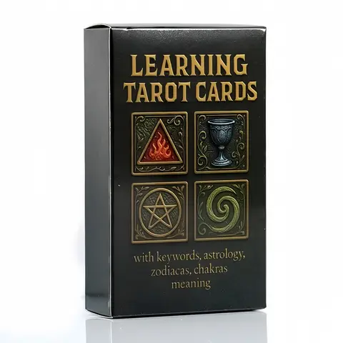 English Learning Tarot Deck, Tarot Card Set, 78 Cards, Portable Divination Kit, Astrology, Predict Fate, Spiritual Guidance, Holiday Gift for Ages 14+