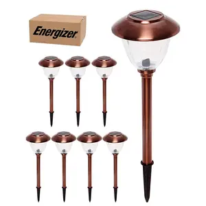 Energizer 8 Pack Solar Pathway LED Lights Outdoor-Stainless Steel 15 Lumen