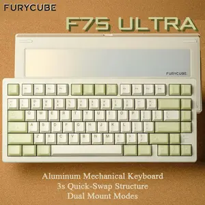 FURYCUBE F75 Ultra 75% Creamy Custom Mechanical Keyboard - CNC Aluminum, Gasket Mount, Wireless Tri-Mode, RGB Backlit, Hot-Swappable Switches, PBT Keycaps for Premium Gaming & Work