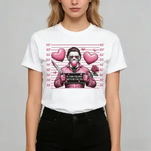 Unisex Choose Your Valentine Horror Character T-Shirt Men Women Matching Tee Slasher Movie Heart Aesthetic Graphic Shirt Romantic Spooky Streetwear Soft Cotton Retro Top Gift for Horror Fan Vintage Look Custom Style Trendy Holiday Wear
