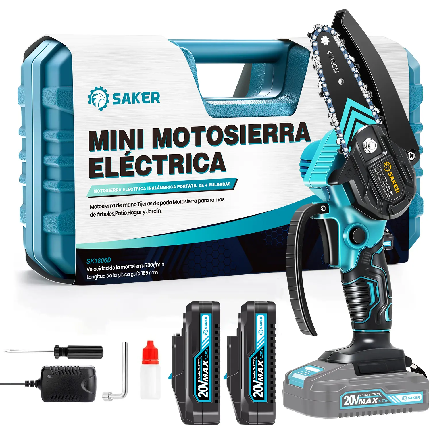 MINI MOTOSIERRA DE 4 PULGADAS + 2BATERÍAS