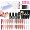 JEWHITENY 14PCS Poly Gel Kit for Nail Care & Selfcare, Mini Nail Lamp and Slip Solution Included for Beginners - Manicure Set